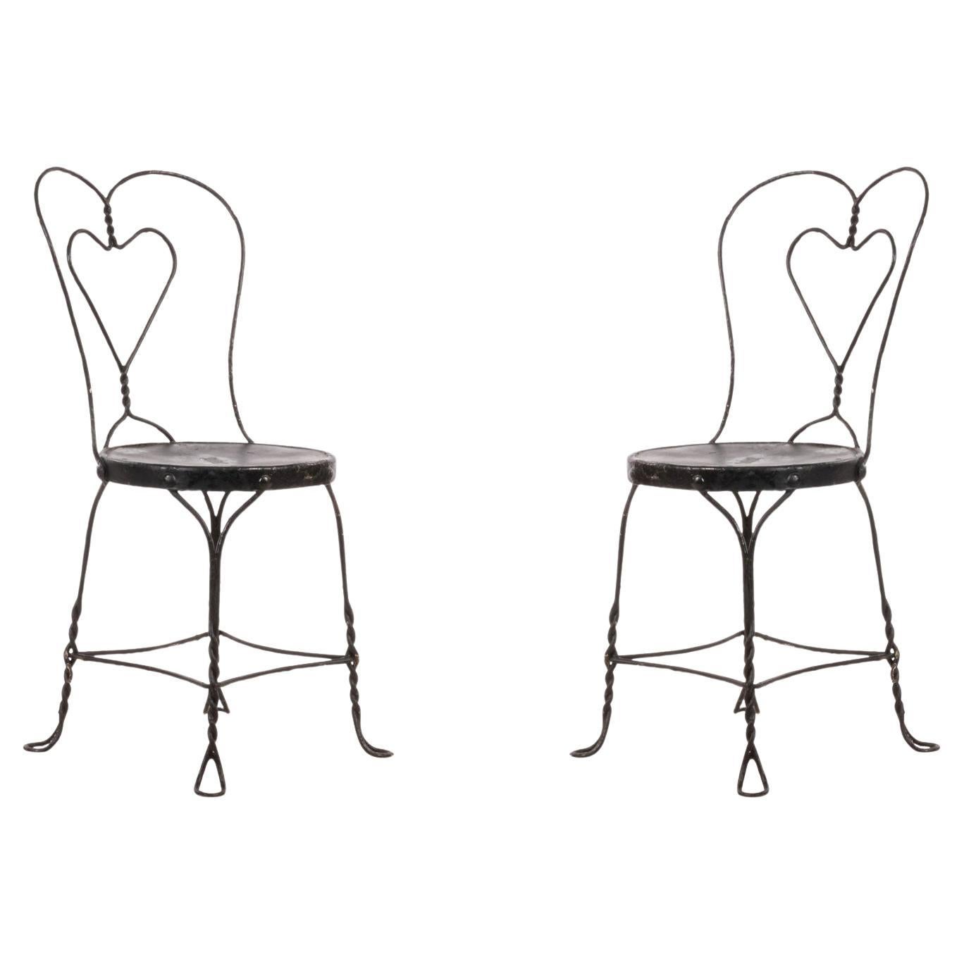 Victorian Painted Wire Side Chair with Heart Shaped Back, 19th Century