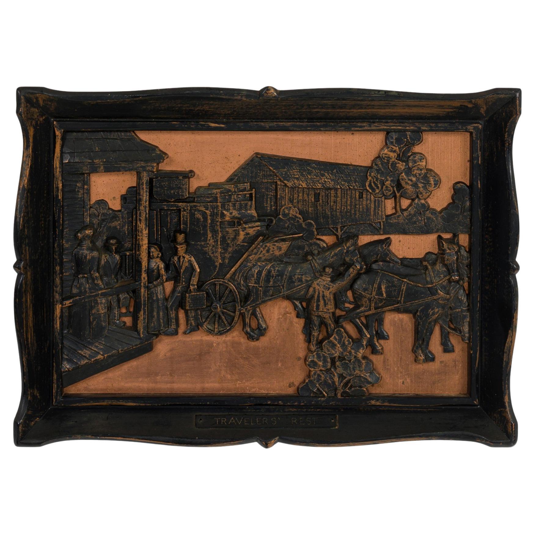 American Country Coppercraft Wall Plaque, Rustic 19th Century Art