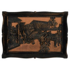 American Country Coppercraft Wall Plaque, Rustic 19th Century Art