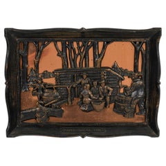 Rustic Early 20th Century Copper Wall Plaque - Maple Syrup Time