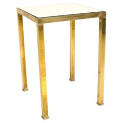 Modern Low Square Brass Table with Mirror Top, USA Design