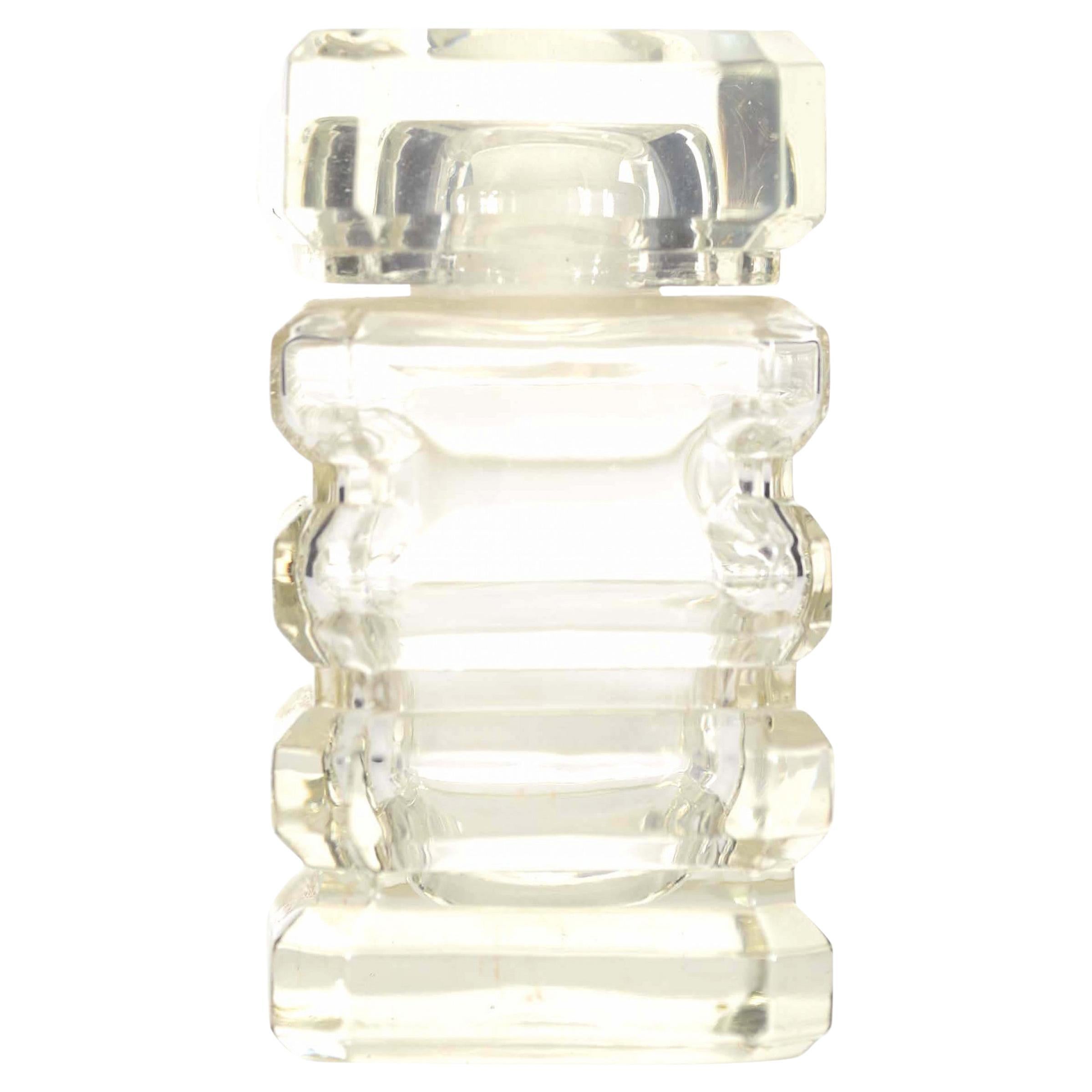 French Art Deco Glass Perfume Bottle by Lucien Lelong, Embossed For Sale