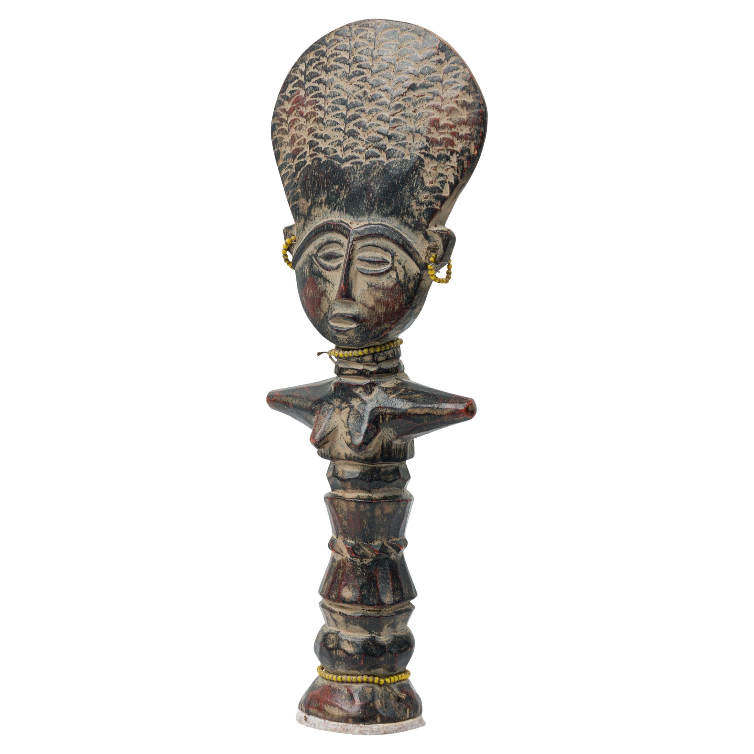 African Ashanti Fertility Doll, Carved Ash Wood, 20th Century