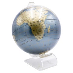 Mid-Century Modern American Metal Globe on Lucite Stand