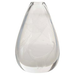 Vintage Etched Glass Teardrop Vase, Modern Design, 20th Century