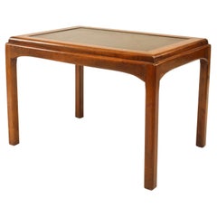 Mid-Century Modern Danish Walnut End Table with Leather Top, USA