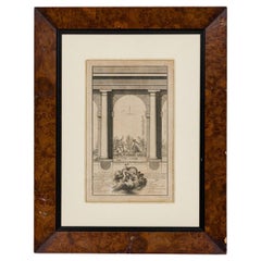 Framed Italian Neo-Classical Engravings, Burl Wood, 19th Century