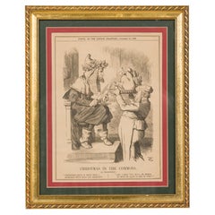 Christmas in the Commons Print, Victorian Engraving, Framed, 1888