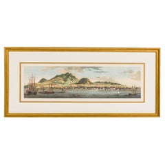 "19th Century Victorian Seascape Print, Gold Framed, Harbor Scene"