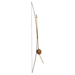 19th Century American Rustic Bow and Arrow with Gourd Rattle
