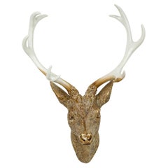 Rustic Mounted Buckhead Sculpture, Textured Resin, Late 19th Century