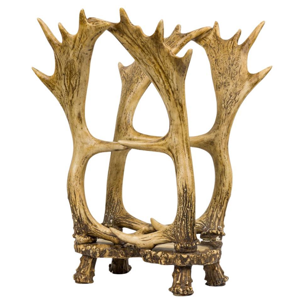Rustic Faux Moose Antler Magazine Rack, Resin, Late 19th Century, USA