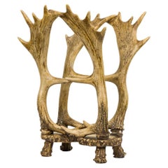 Rustic Faux Moose Antler Magazine Rack, Resin, Late 19th Century, USA