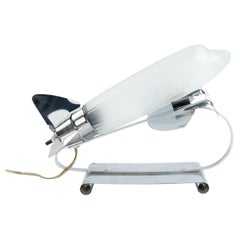 Lampe d'avion Art Déco en verre et chrome