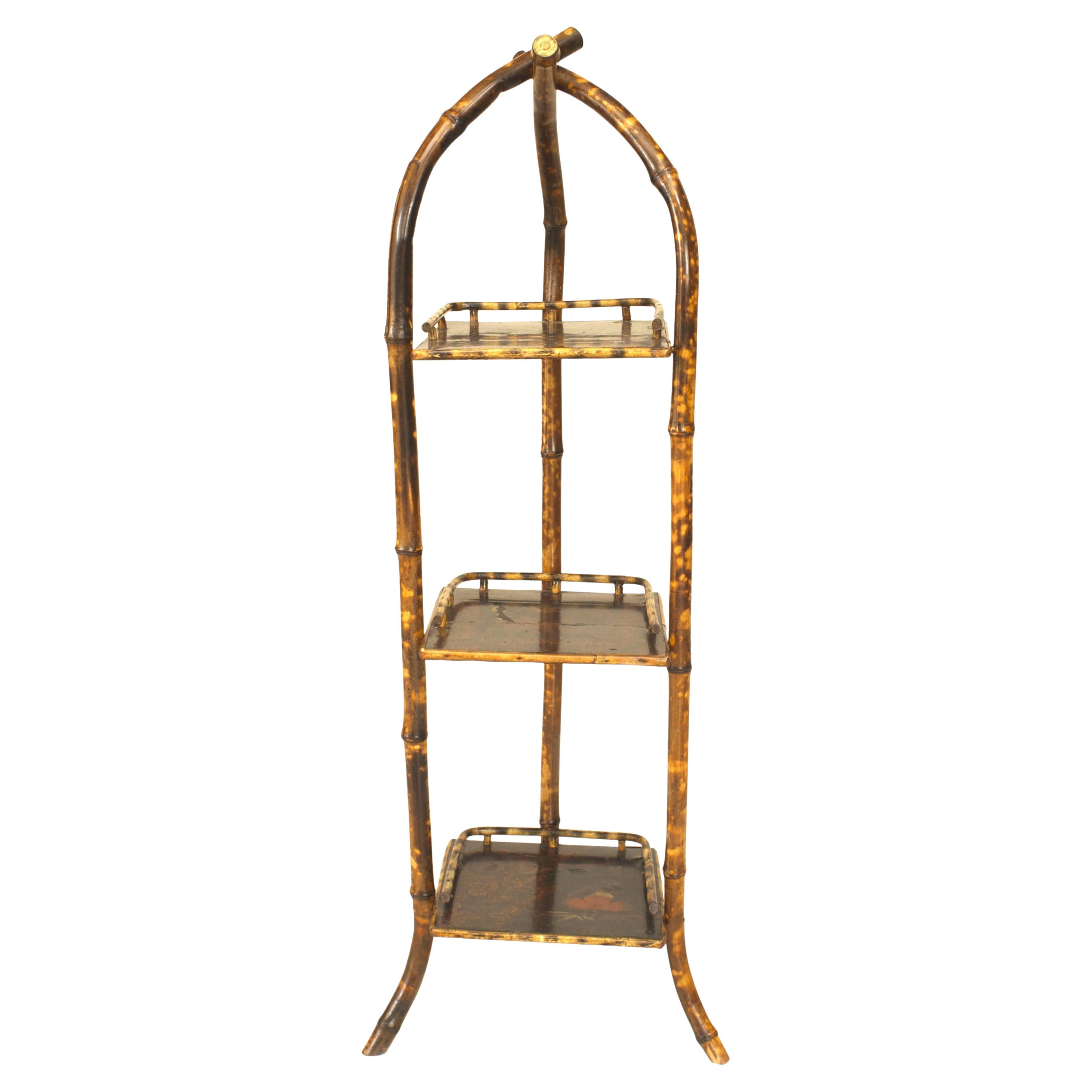 English Victorian Bamboo Three Tier Muffin Stand en vente