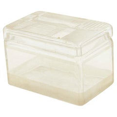 French Art Deco Frosted Glass Box with Geometric Design, 20th Century