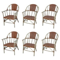 Mid-20th Century American Rustic Armchairs by Palecek, Rattan Trim