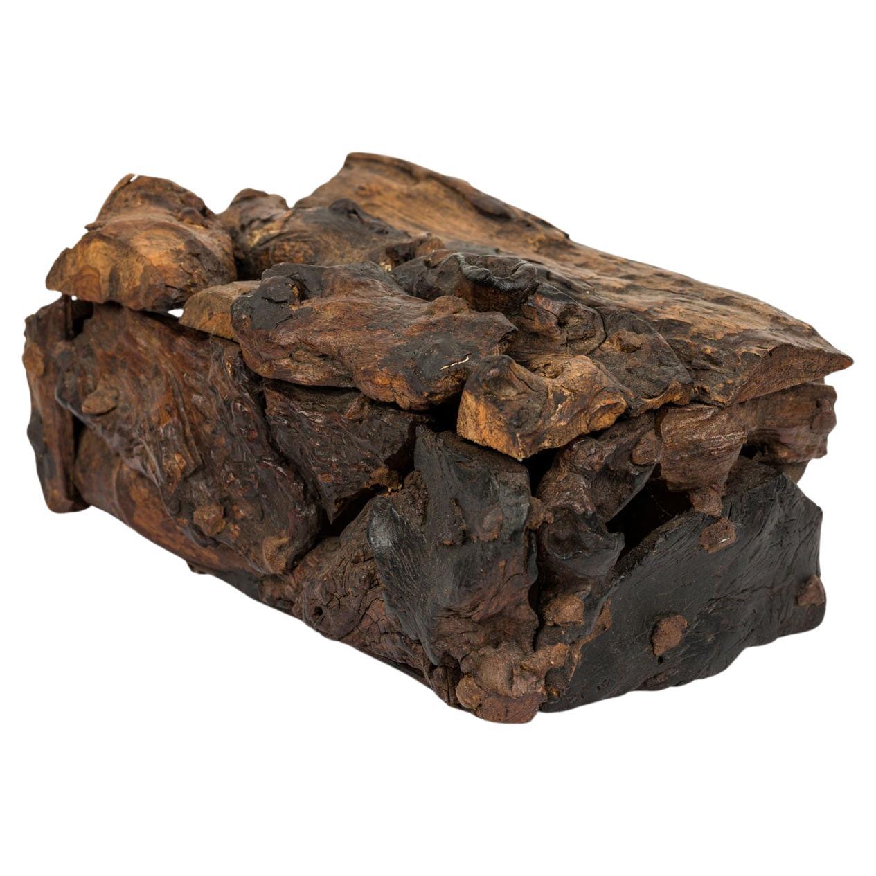 19th Century Rustic Adirondack Hinged Box in Burled Wood, USA For Sale