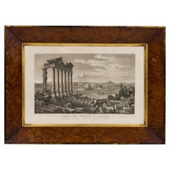 Gerahmte italienische Lithografie im neoklassizistischen Stil des Neptuntempels, signiert