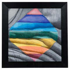 Moderne Acrylmalerei eines Regenbogenschals im Stil des 20. Jahrhunderts