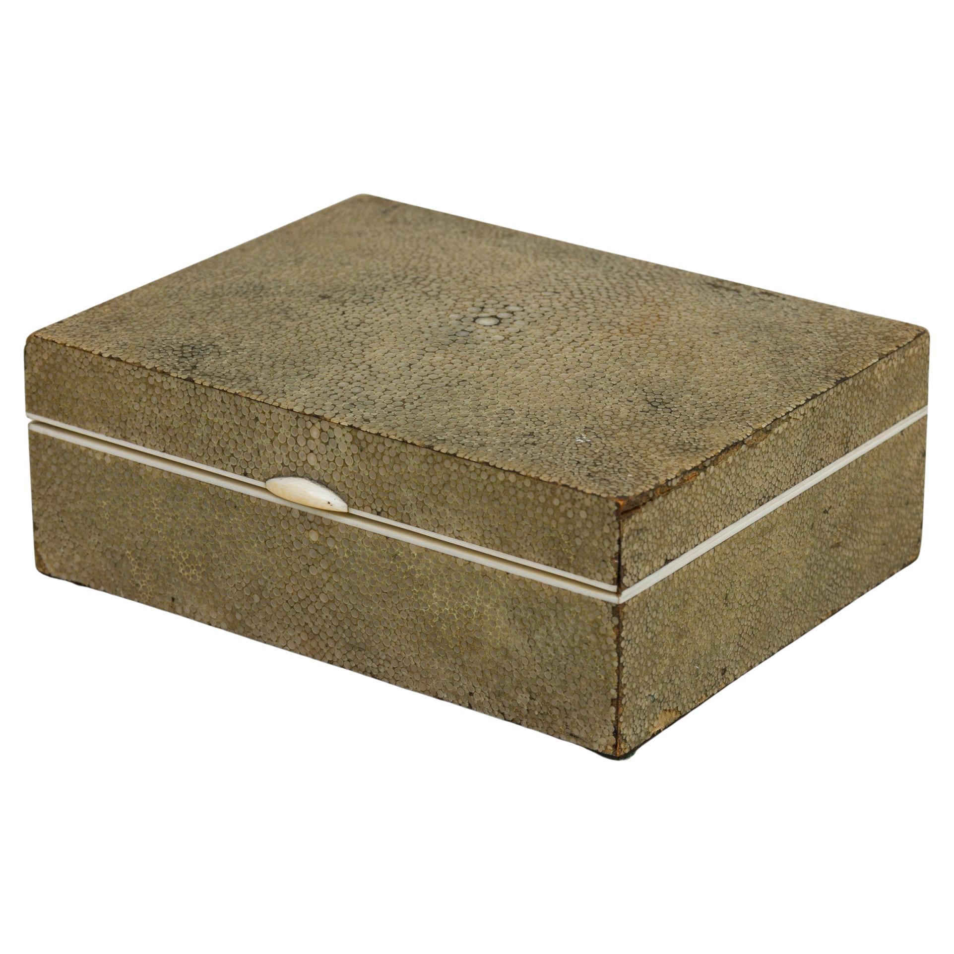 Art Deco Shagreen Box with Bone Trim, English Design, 20th Century