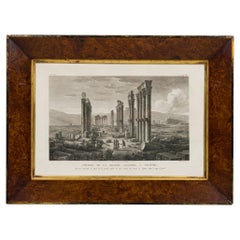Framed Italian Neo-Classic Lithograph of Temple of Baalshamin, Signed