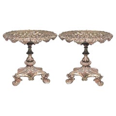 19th Century French Louis XV-Style Bronze Dore Compotes on Pedestal