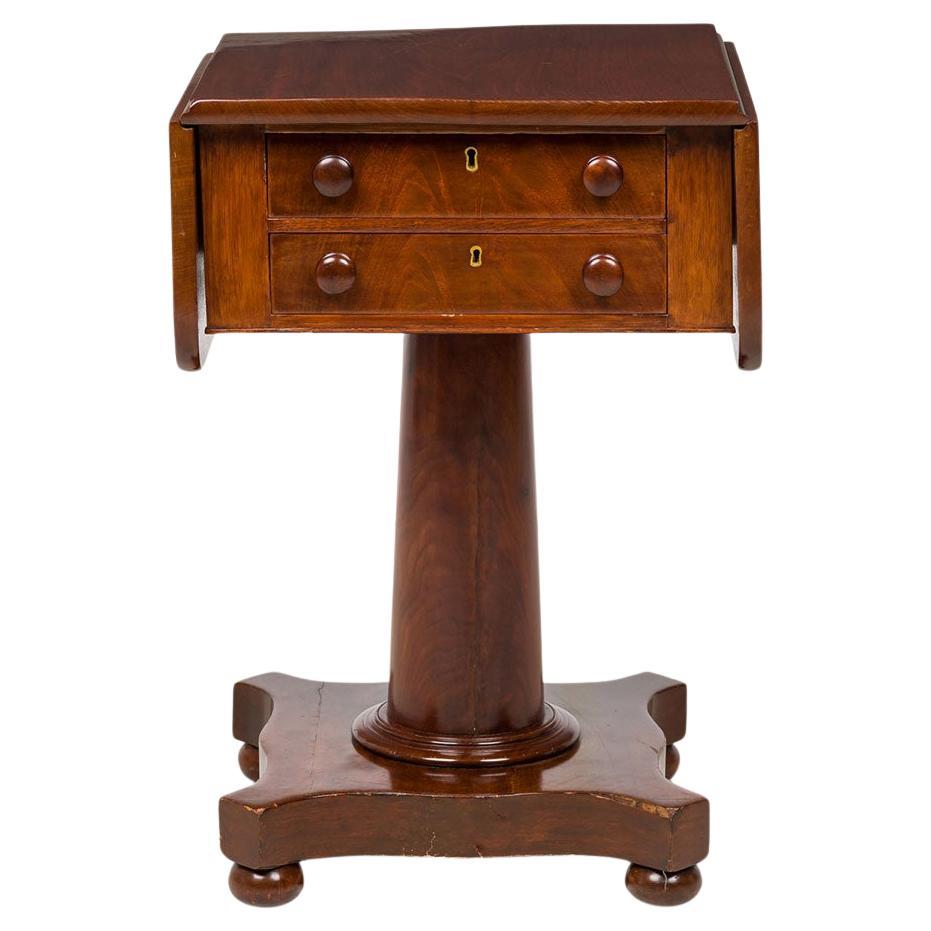 American Empire Mahogany Drop Leaf Bedside Table, 19th Century, USA For Sale