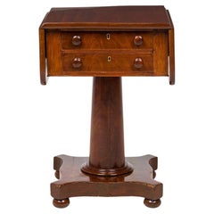 American Empire Mahogany Drop Leaf Bedside Table, 19th Century, USA