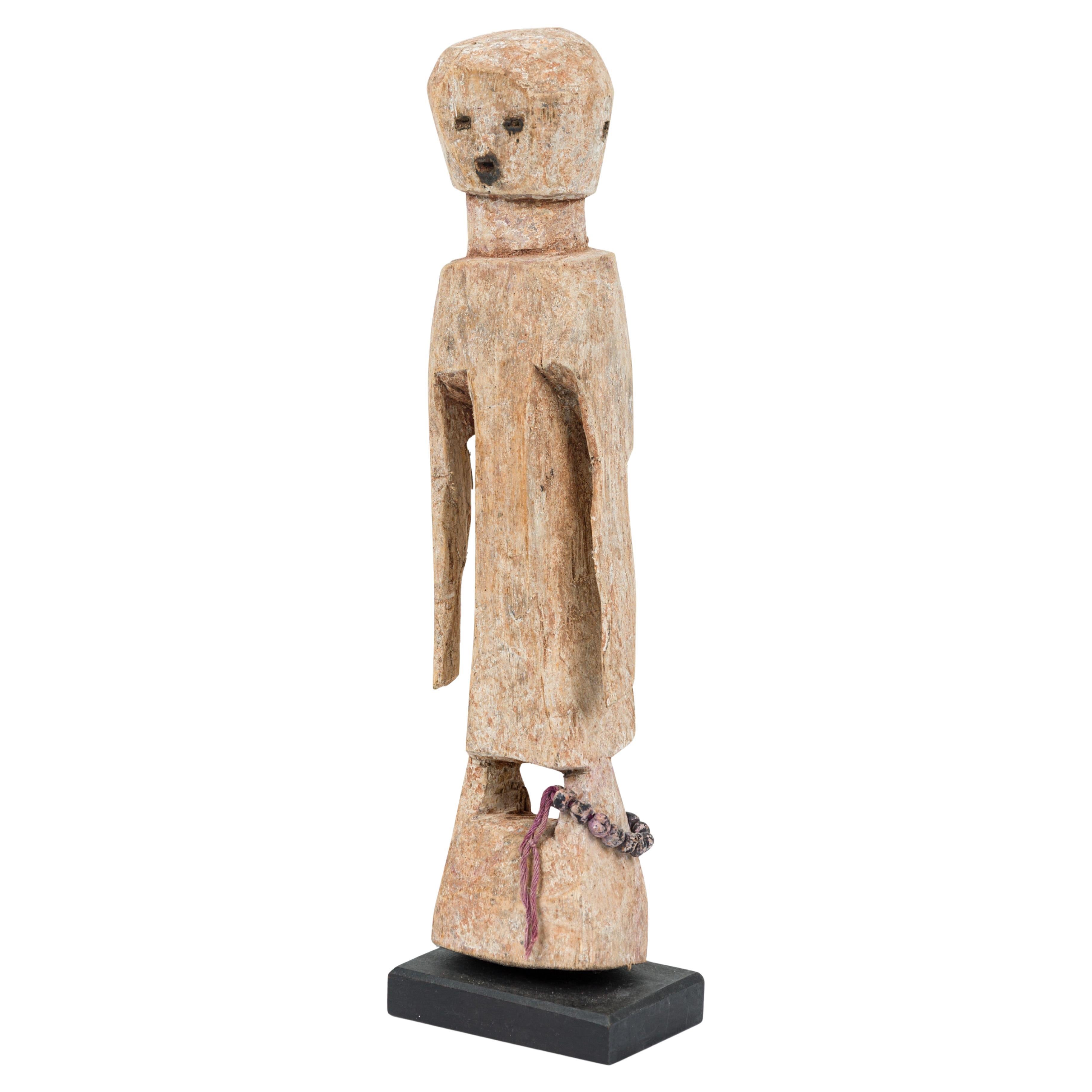African Togo Carved Wood Legba Aja Figure with Beads, 20th Century