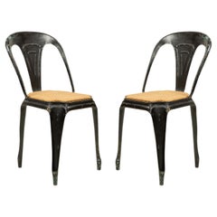 French Art Deco Metal Side Chair, Stacking Design, 20th Century