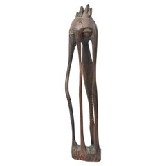Figure abstraite makonde africaine du XXe siècle, œuvre d'art en bois sculpté