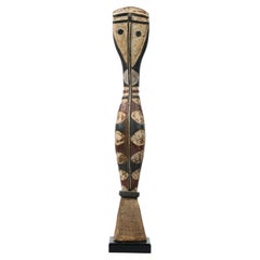African Baga Carved Wood Snake Sculpture on Metal Base, 1990s