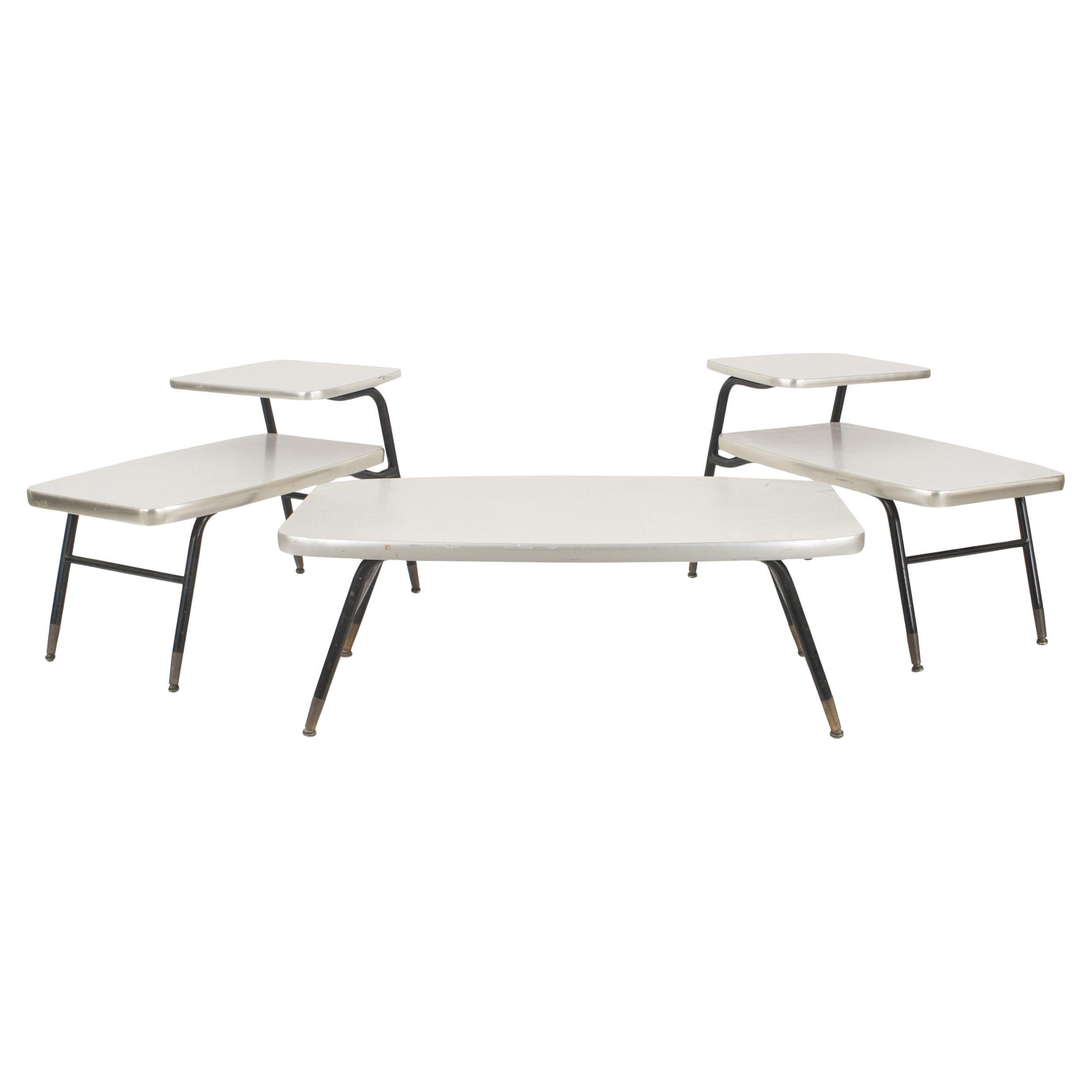 Mid-Century Modern Side Tables by Lloyd, Faux Wood & Metal, USA, 1950s For Sale