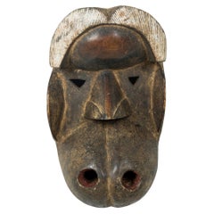 African Ngere Monkey Mask, Carved Wood, Ivory Coast, 20th Century
