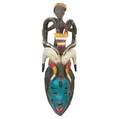 African Sierra Leone Temne Carved Wood Headcrest Mask, 2000s