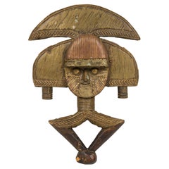 Hand-Carved Kota Mahongwe Reliquary Figure in Ebonized Wood & Copper