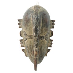 African Cote d'Ivoire 20th Century Carved Wood Ligbi Hornbill Mask