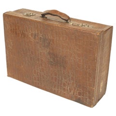 Antique English Brown Crocodile Valise