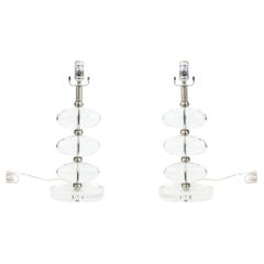 Modern Glass Table Lamps with Crystal Accents - USA Design