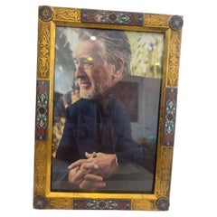19th Century French Gilt Bronze Easel Frame with Cloisonné Trim