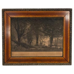 Le Matin Victorian Landscape Engraving, Oak Frame, 19th Century
