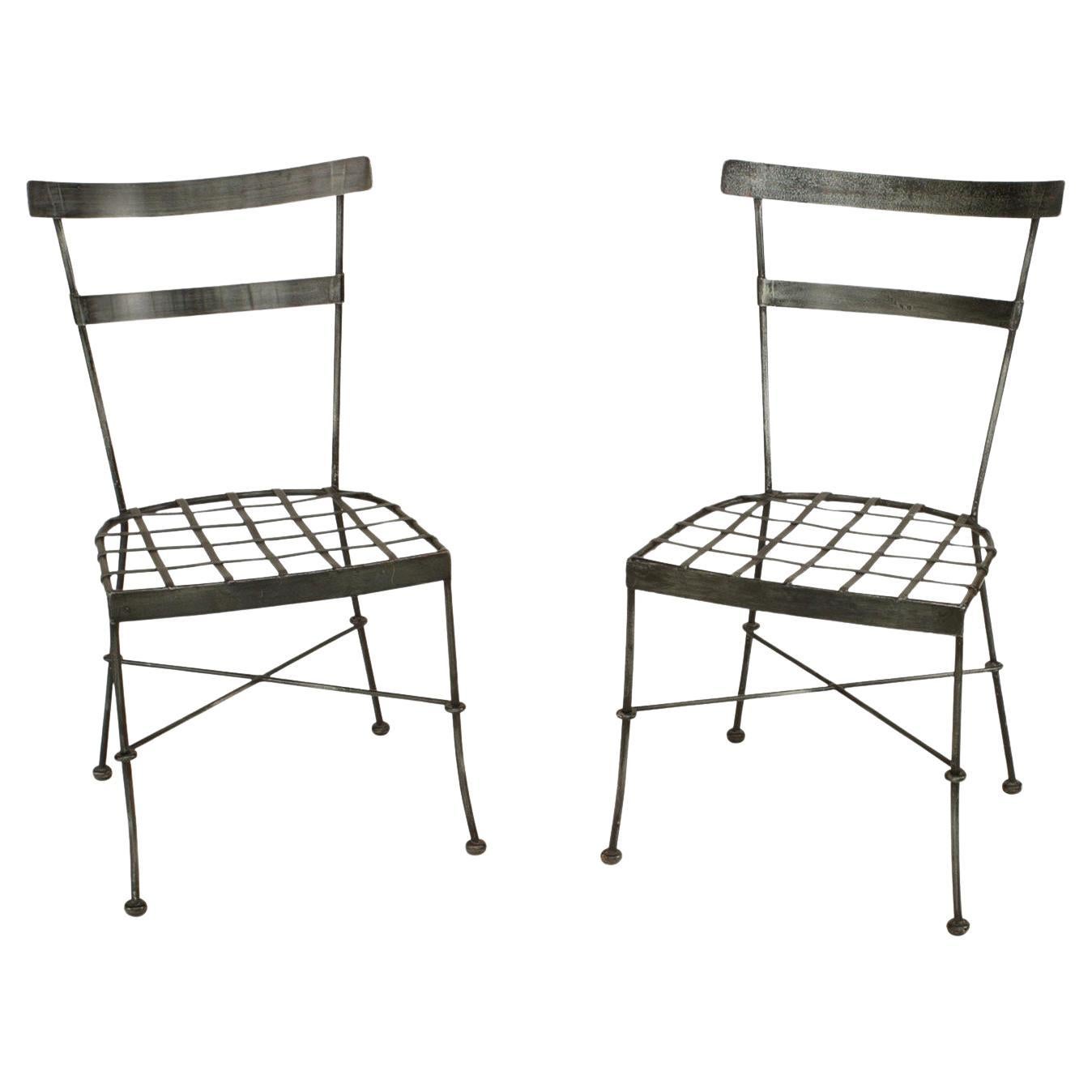 Ebonized Iron Side Chairs, Biedermeier Style, 19th Century, Pair For Sale