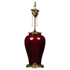 Louis XV Style Chinoiserie Oxblood Porcelain Table Lamp, 1930s