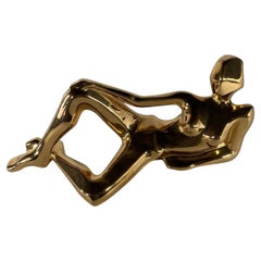 American Modern Ceramic Gold Glazed, "Reclining Figure", Jaru