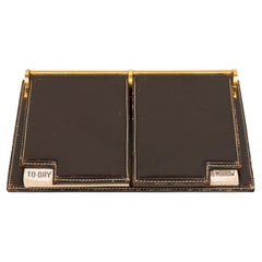 Gucci Mid-Century Modern Desk Planner, Dark Brown Leather & Brass, USA