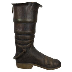 Victorian Brass Boot Umbrella Stand, Gilt Finish, 19th Century UK