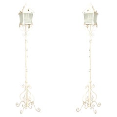 Victorian Outdoor Floor Lamps with Glass Lantern Top, 19th Century