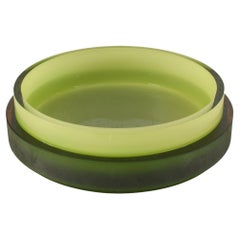 Signed Italian Modern Glass Bowl, Two-Tone Green, 12\