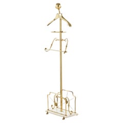 Victorian Brass Valet Stand with Beige Wood Base, 20th Century UK